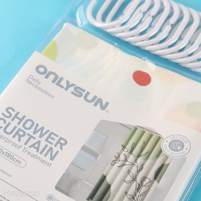 China factory waterproof bathroom shower curtain with hook