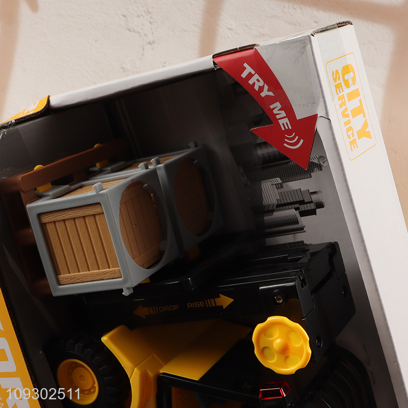Yiwu market kids inertial forklift toys with lights and sounds