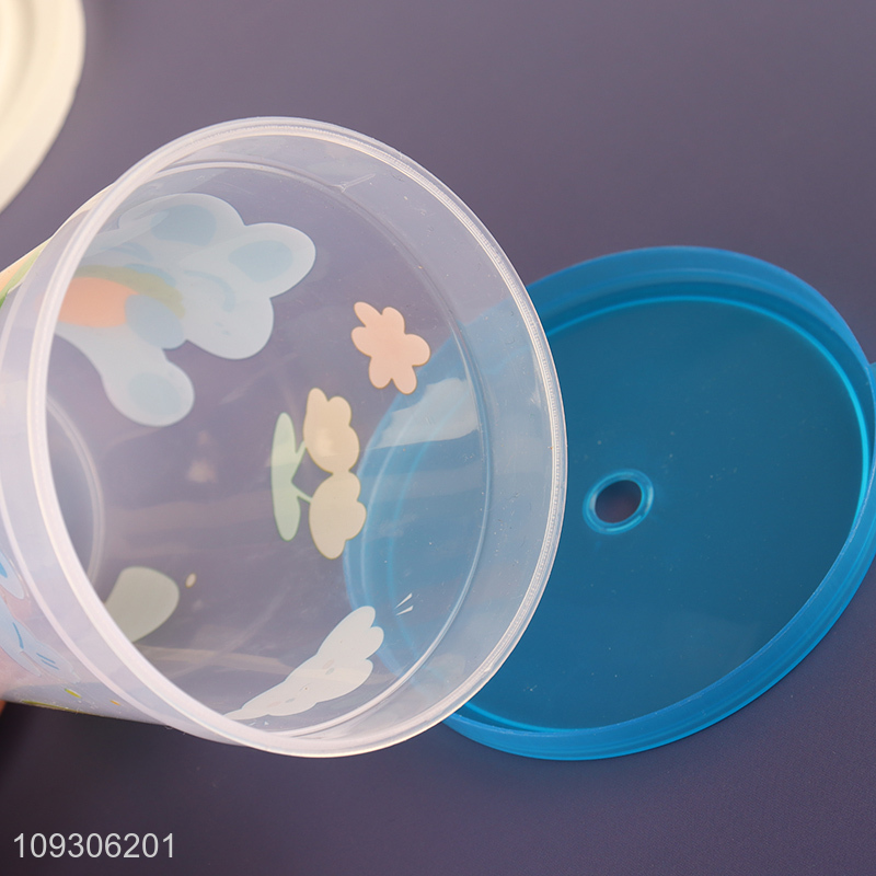 Low price cartoon 400ml plastic water cup straw cup
