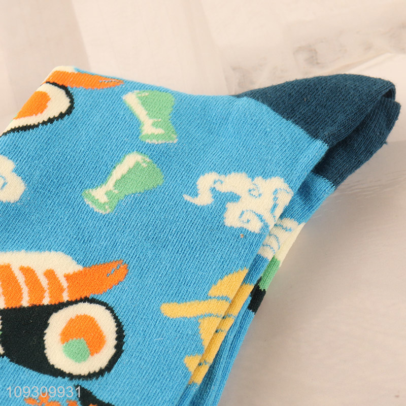 New arrival sushi printed cotton socks women crew socks