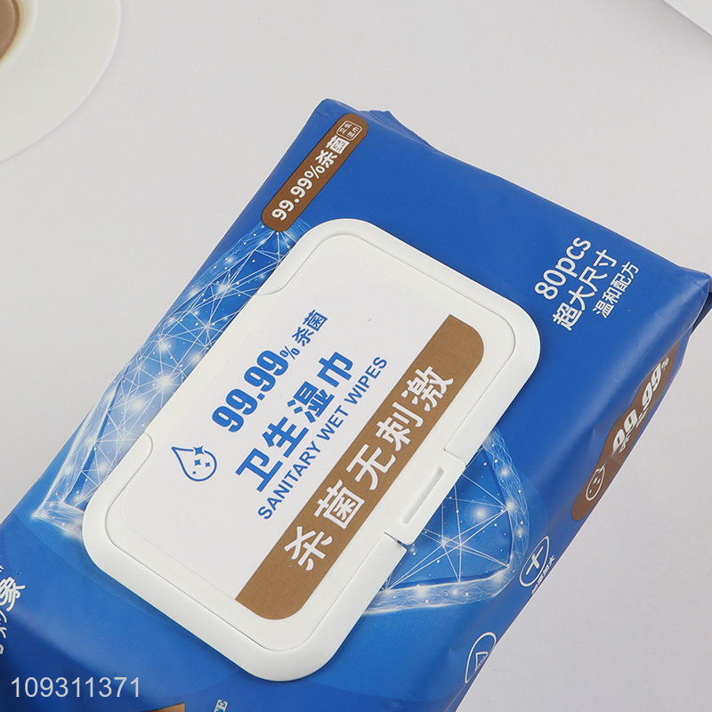 China factory 80pcs non-toxic sanitary wet wipes
