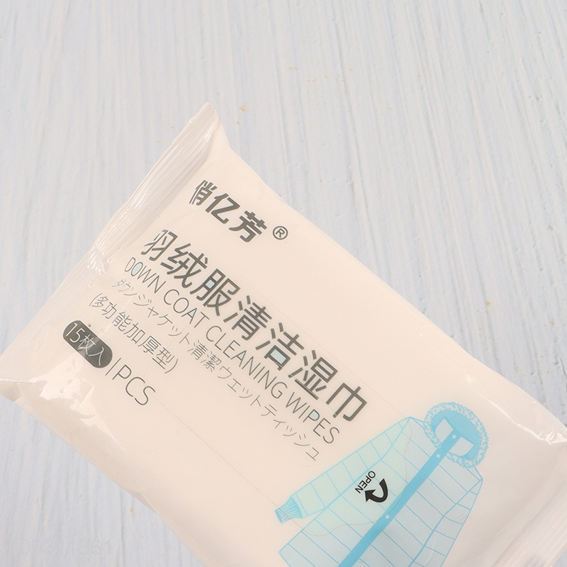 Top quality 15pcs down coat cleaning wet wipes