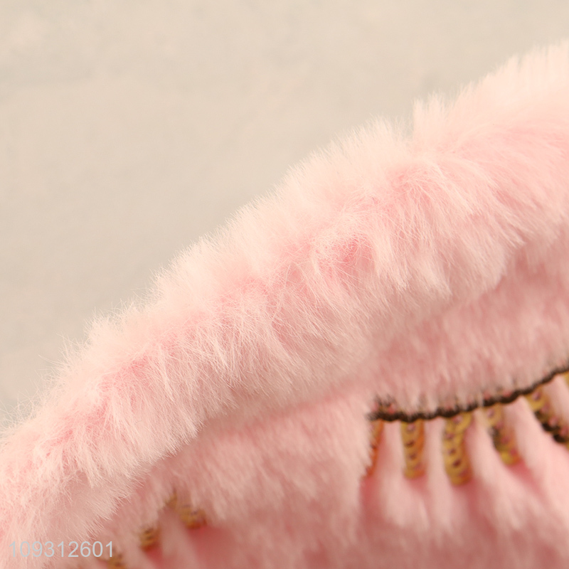 Factory wholesale pink plush travel sleeping eye mask