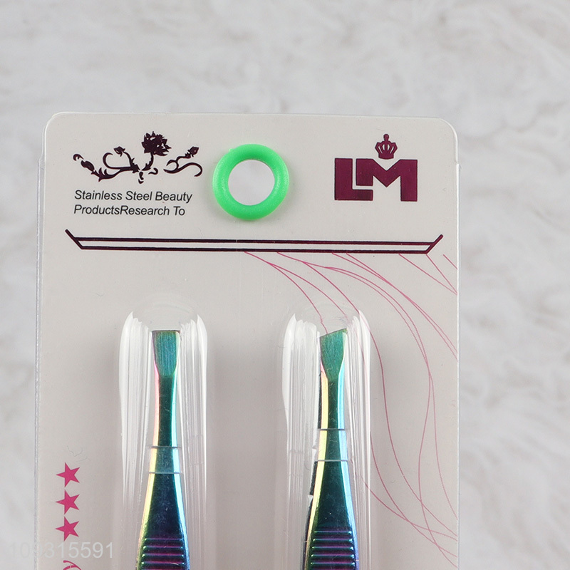 China wholesale 2pcs eyebrow tweezers makeup tool set