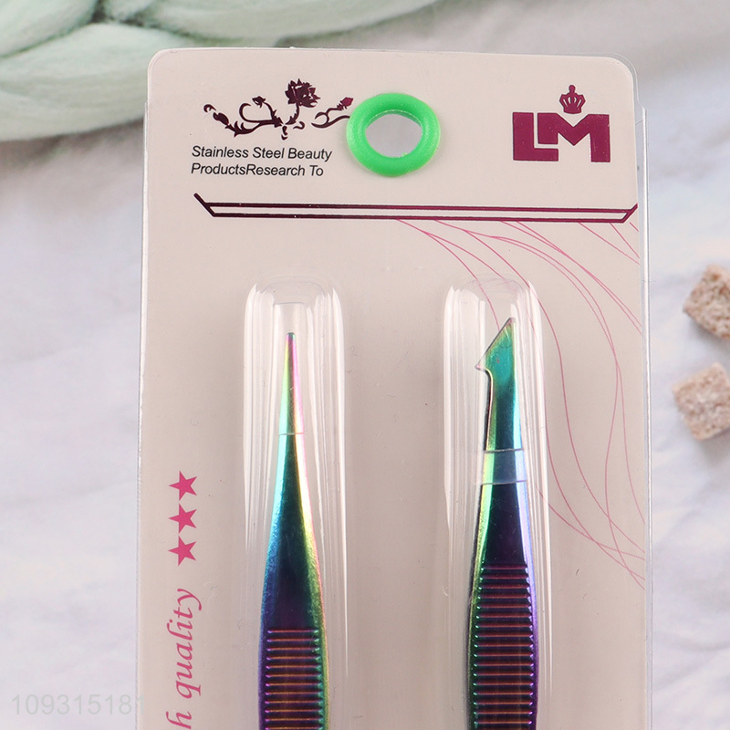 Factory wholesale 2pcs eyebrow tweezers eyebrow clamps set