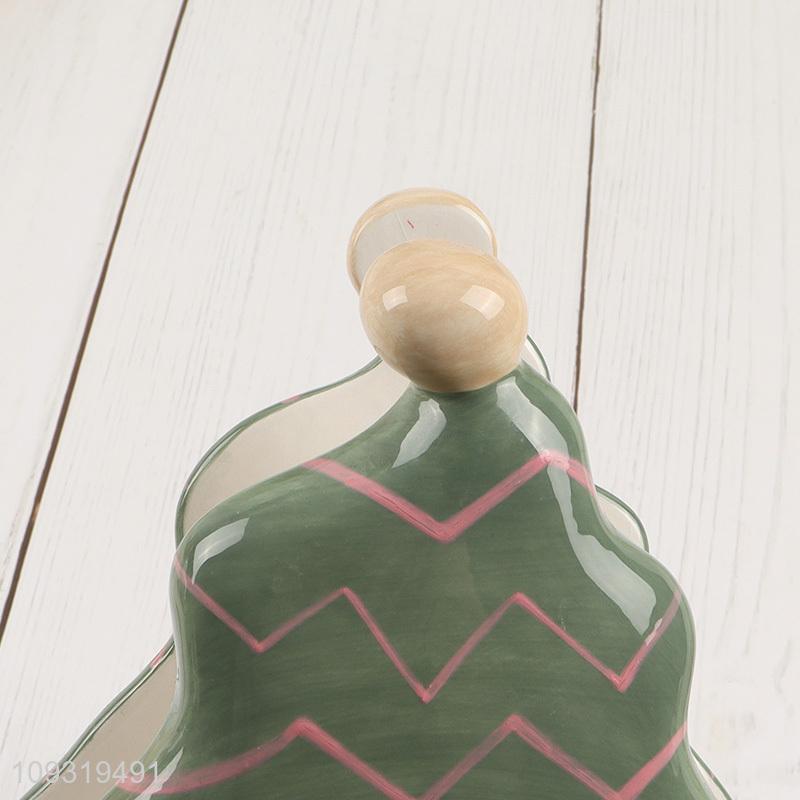 Good quality Christmas tree shape ceramic tissue holder