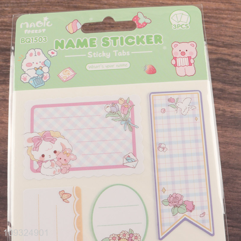 Good quality children sticky tabs name sticker