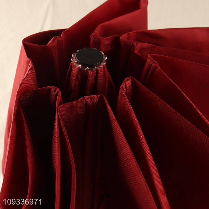Low price red automatic folding rain umbrella