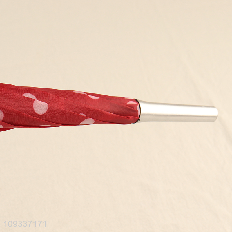 Low price curved handle straight rod umbrella