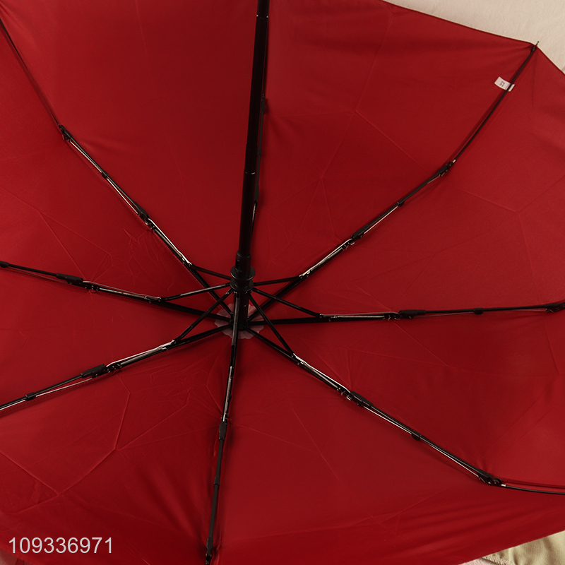 Low price red automatic folding rain umbrella