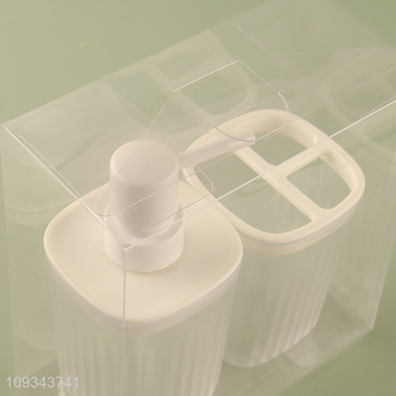 Top quality bathroom liquid soap bottle toothbrush holder set