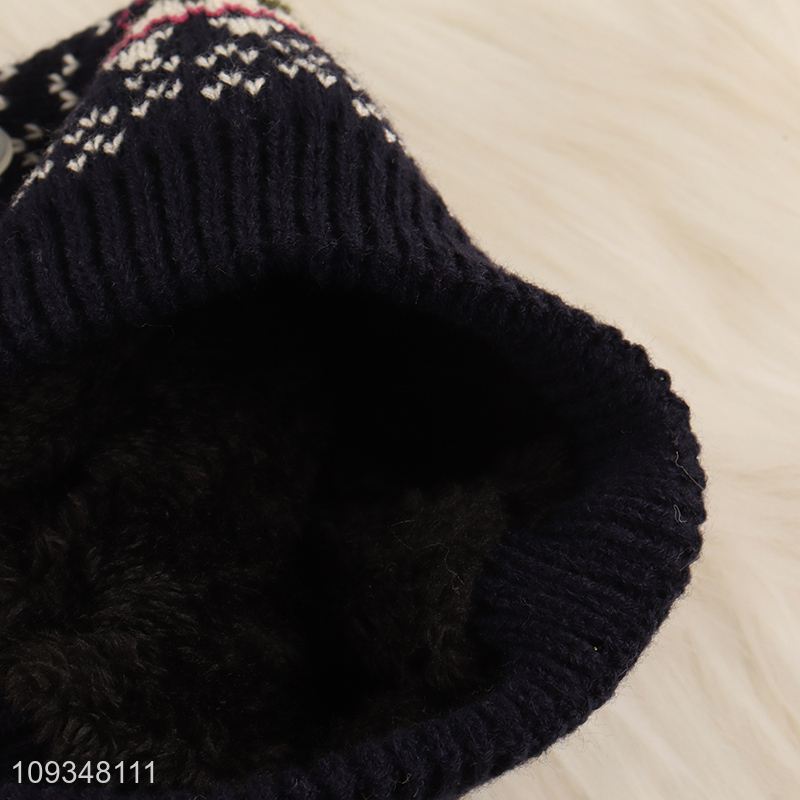 Top products beanies hat knitted hat with plush ball