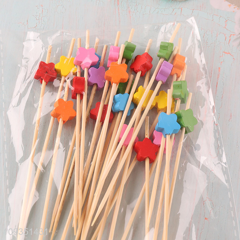China supplier colorful natural bamboo fruits pick