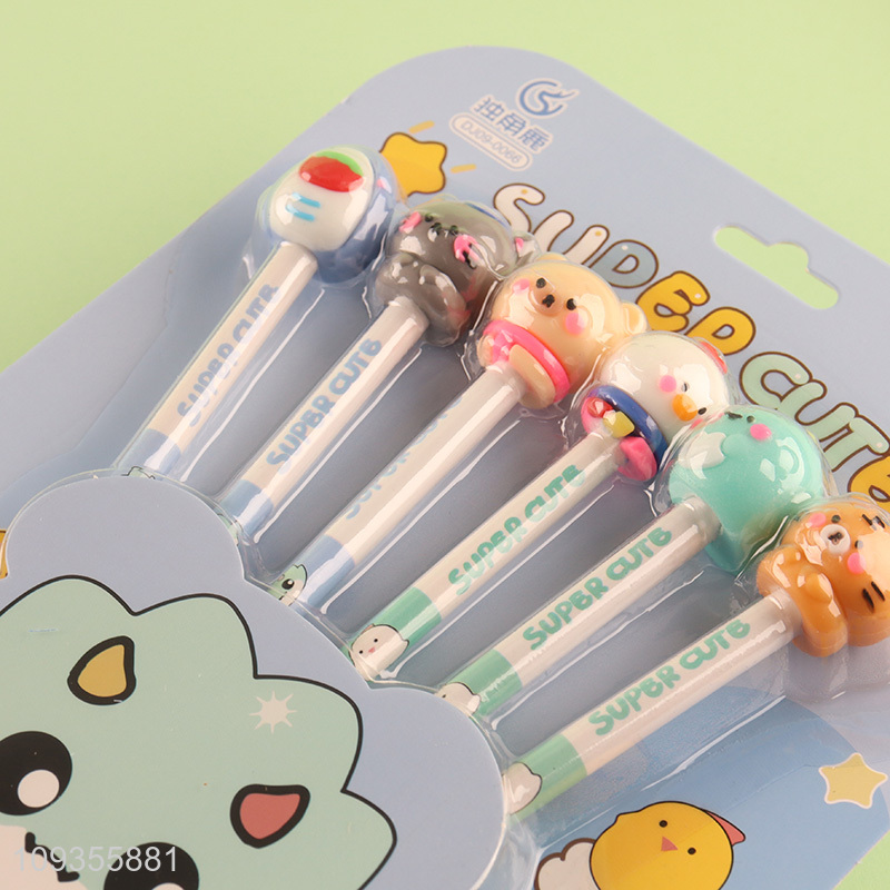 Low price 6pcs cartoon HB pencils set with eraser