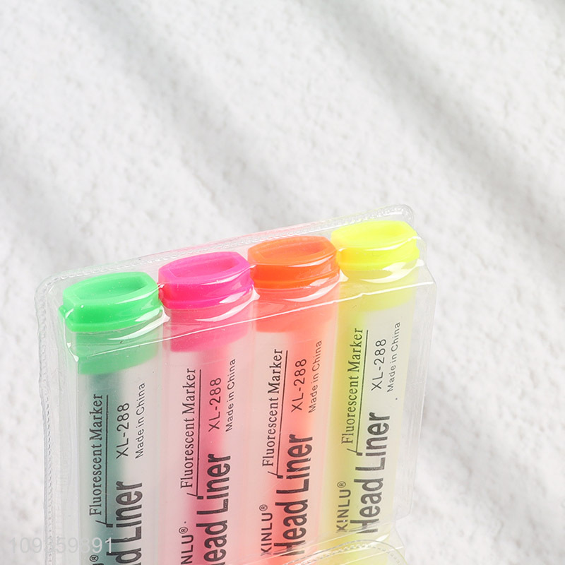 Factory direct sale 4pcs highlighter pen fluorescent pen