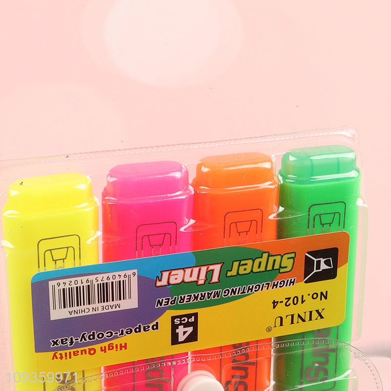 China wholesale 4pcs highlighter pen fluorescent pen for school office