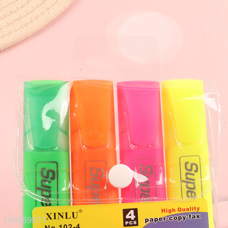 China wholesale 4pcs highlighter pen fluorescent pen for school office