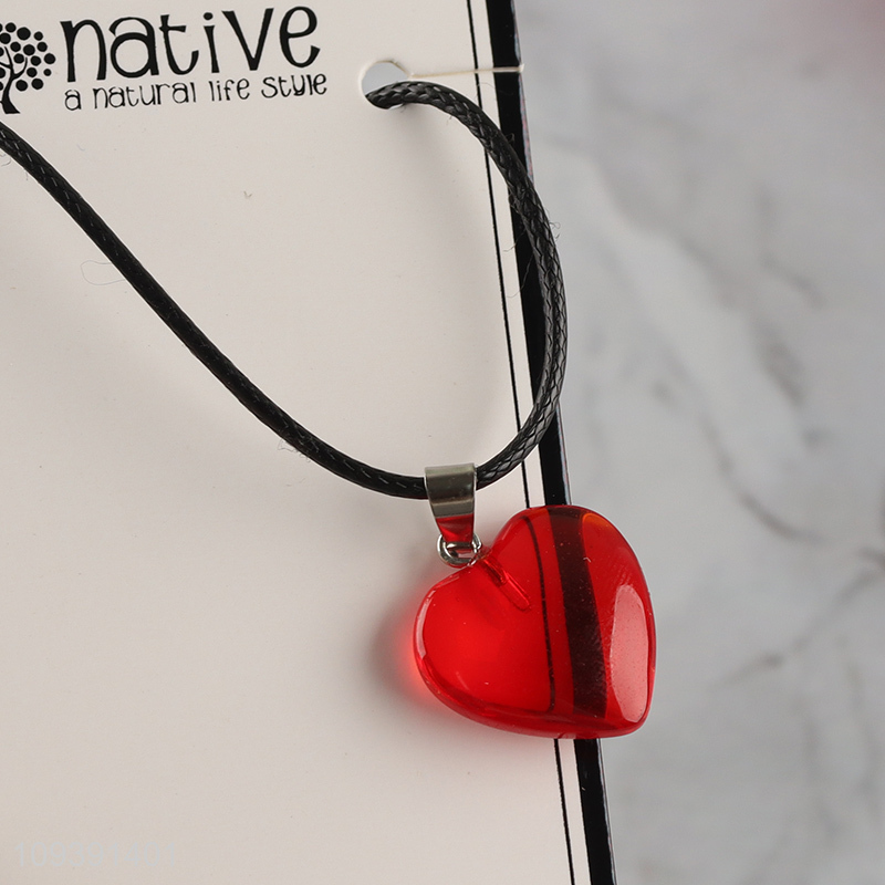 Factory price red heart pendant fashion jewelry stone necklace