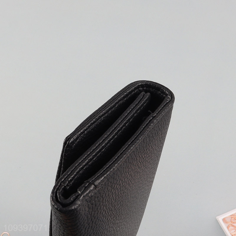 Hot sale black fashion ladies wallet with zipper