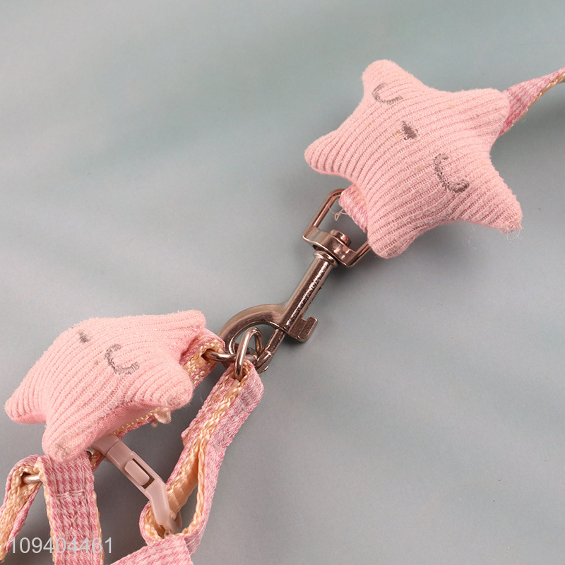 Wholesale pink star dog harness and leash set