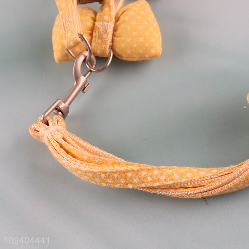 New product yellow cute dog harness and leash set