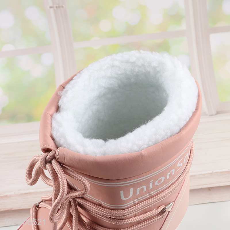 Top quality pink warm plush children boots