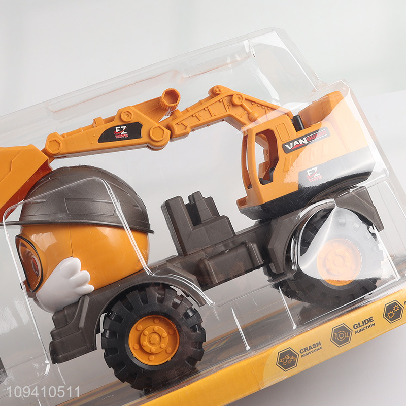 China factory glide function cartoon engineering vehicle toy