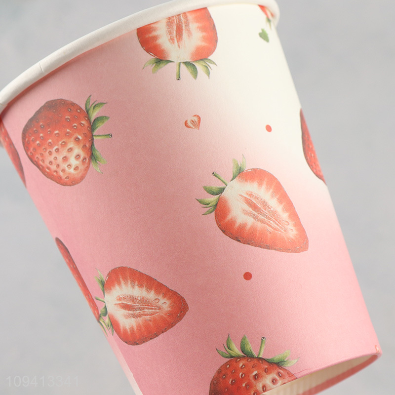 Hot selling strawberry printed disposable paper cup