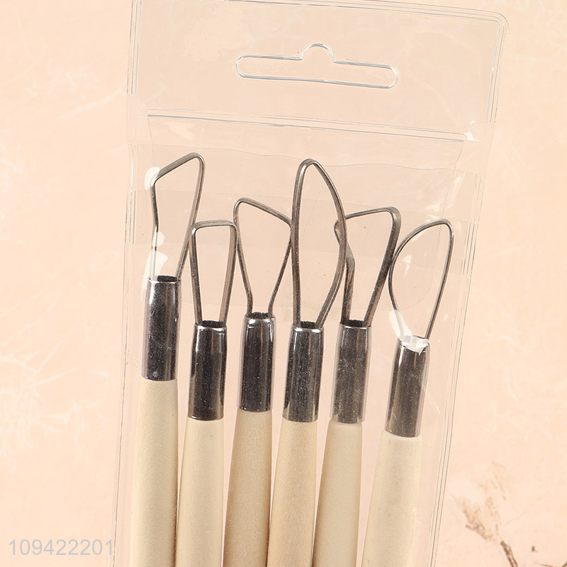 Top products 6pcs wooden clay tool set pottery tool kit