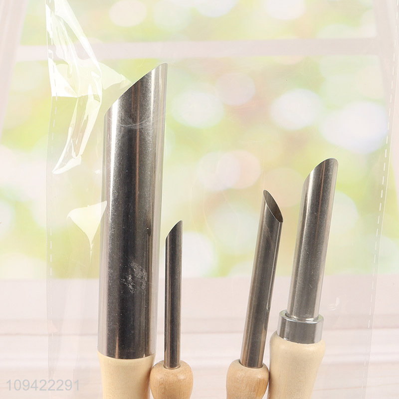 New product 4pcs wooden handle pottery hole cutter set