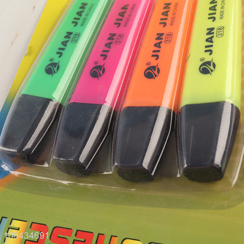 Low price 4pcs school office highlighter pen set
