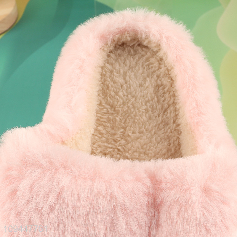 Hot sale pink plush girls home slippers wholesale