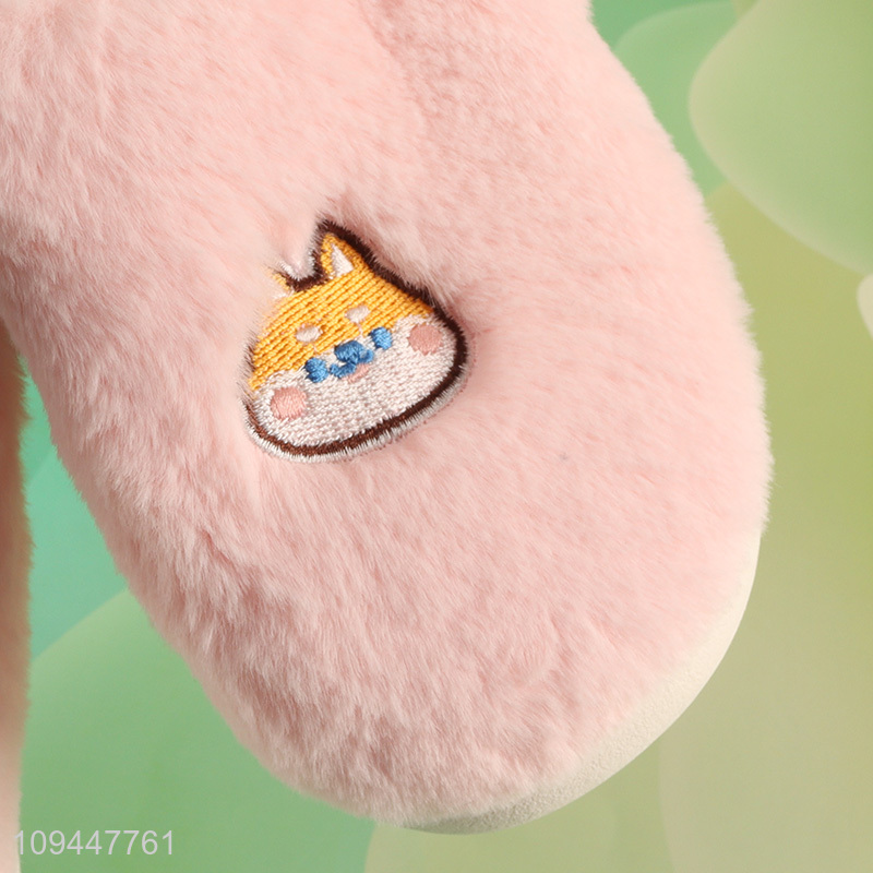 Hot sale pink plush girls home slippers wholesale