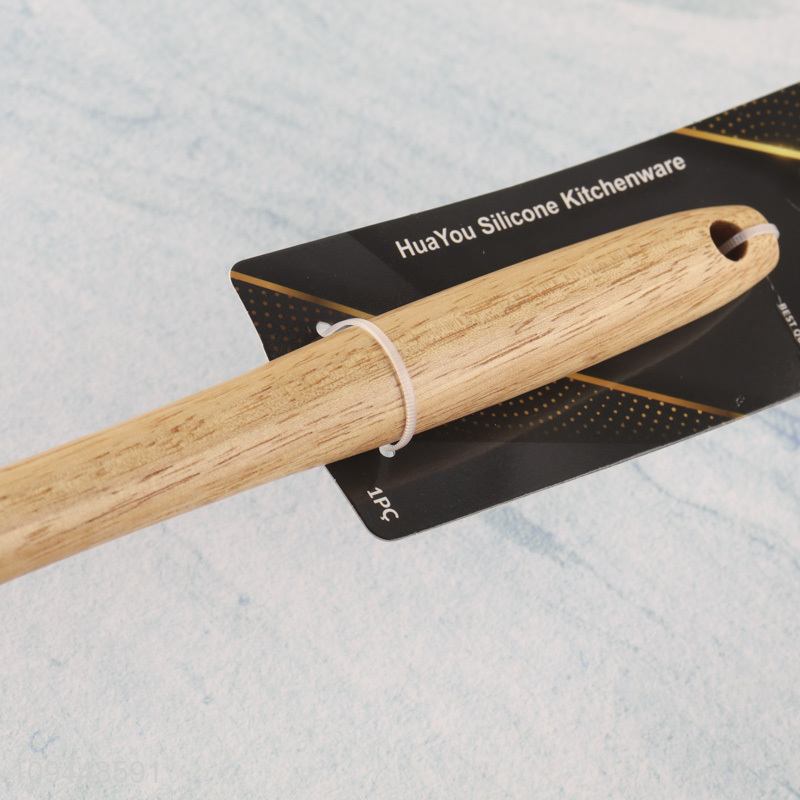 Good quality wooden handle silicone skimmer spoon for sale