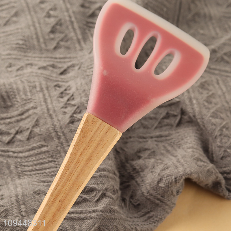 Popular products non-stick wooden handle slotted spatula
