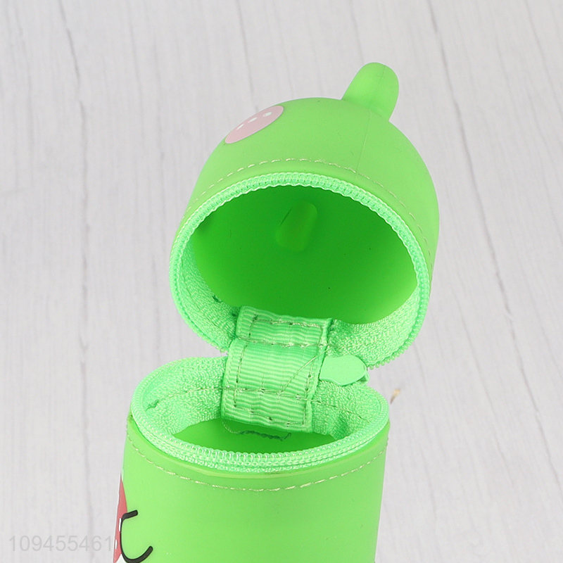 China products cartoon frog silicone pencil bag with zipper