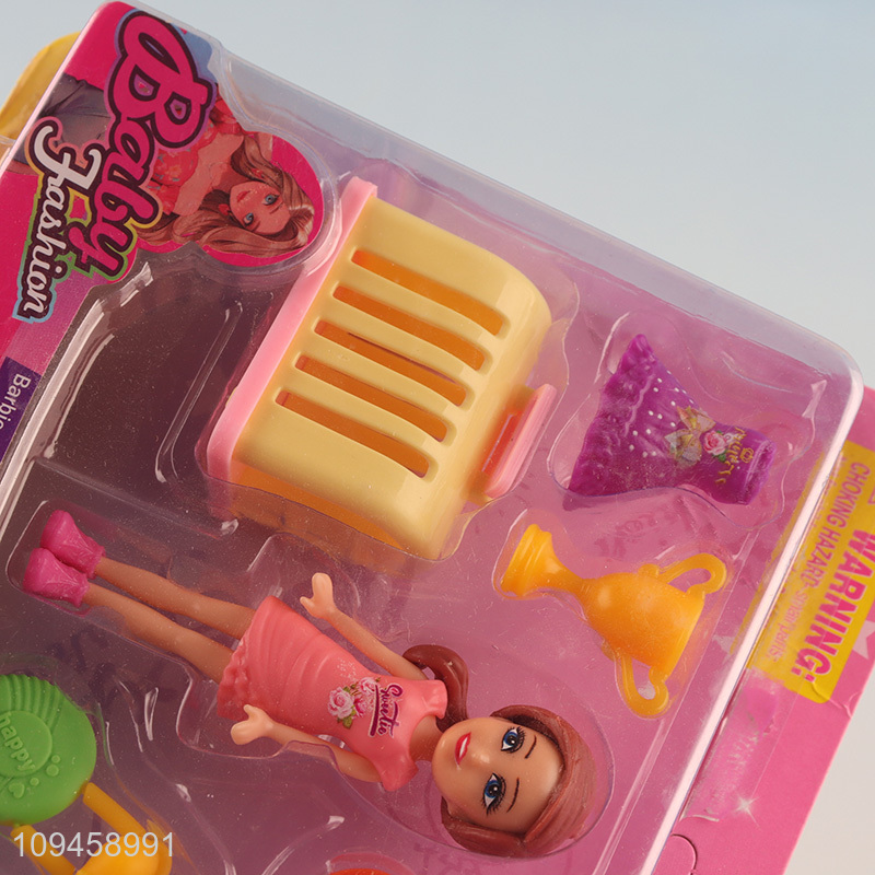 China wholesale 3.5 inch dress up doll toys set