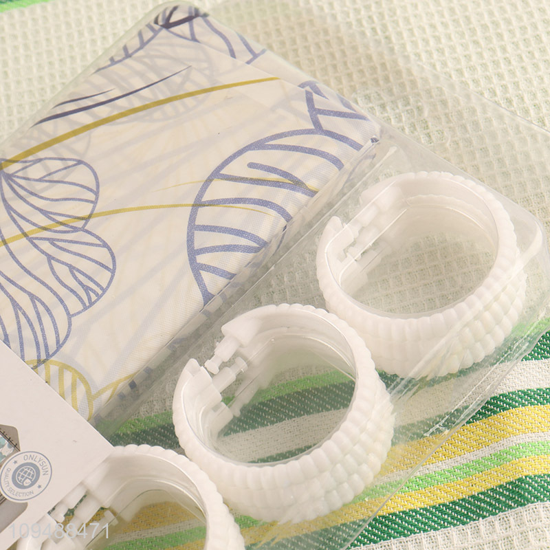 New arrival  printed PE shower curtain with hooks