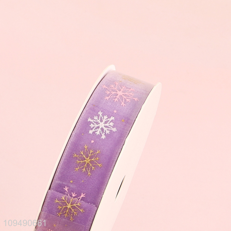 Best selling snowflakes printed polyester gift packaging ribbon