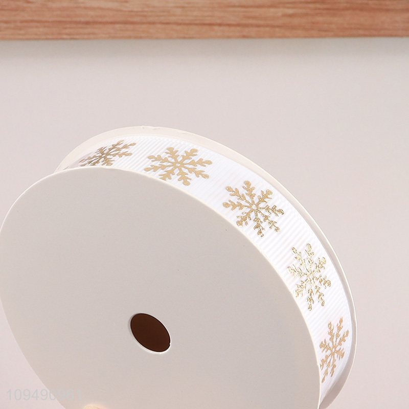 Factory price snowflakes printed polyester gift packaging ribbon