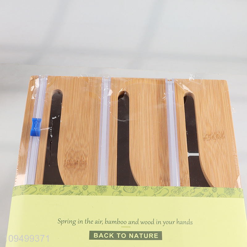 Hot selling 3-in-1 bamboo cling wrap dispenser cutter