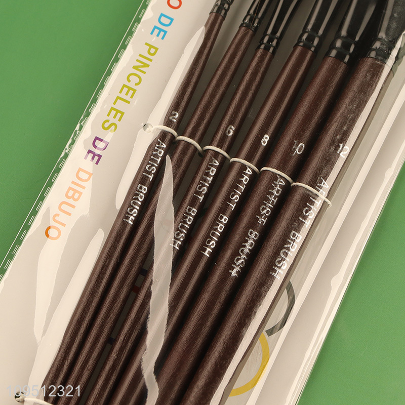 China wholesale wooden handle 6pcs oil painting brush