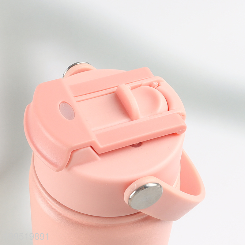 Factory supply pink stainless steel water bottle with handle