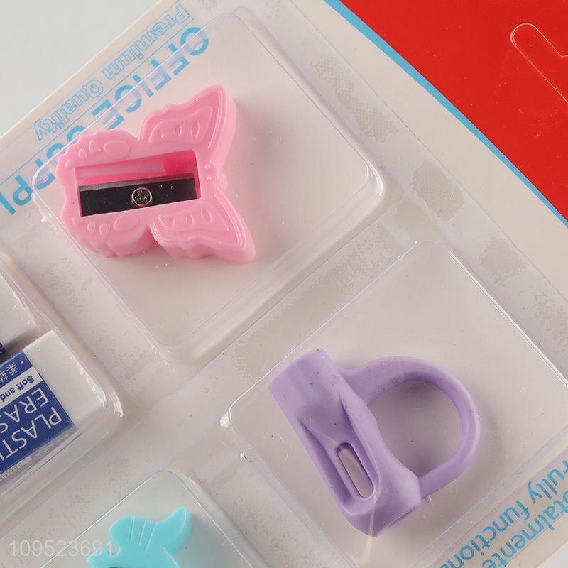 Online wholesale 5pcs stationery eraser pencil sharpener set