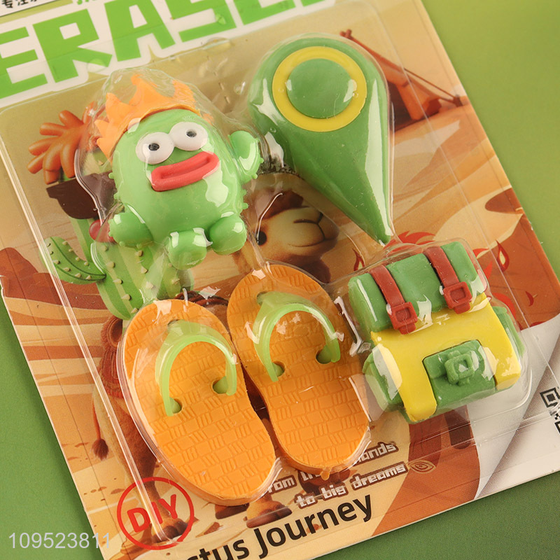 Yiwu market  5pcs cactus series erasers set