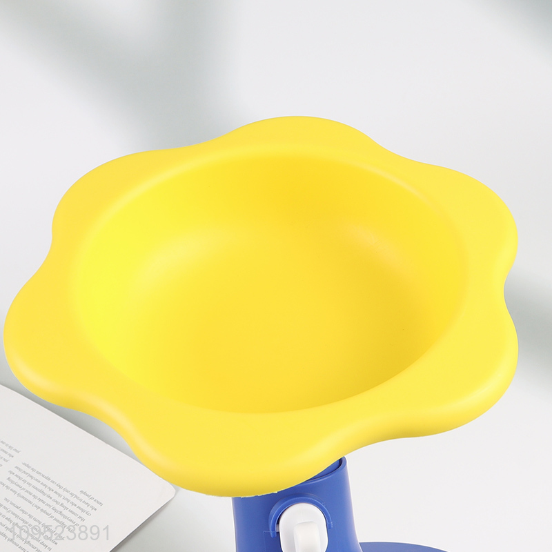 Low price sunflower shaped adjustable cat feeding bowl