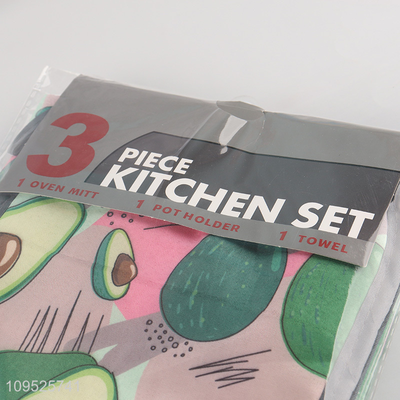 Popular products 3pcs kitchen towel insulation pad oven mitts set
