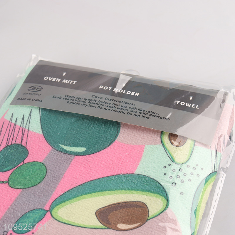 Popular products 3pcs kitchen towel insulation pad oven mitts set