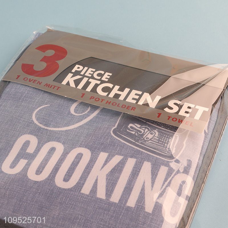 Online wholesale 3pcs kitchen towel insulation pad oven mitts set
