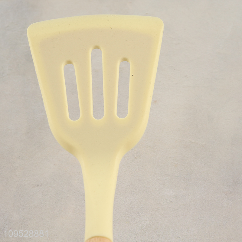 Hot sale wood handle silicone slotted spatula